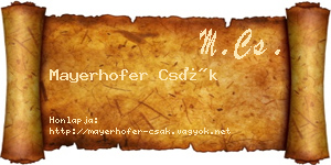 Mayerhofer Csák névjegykártya